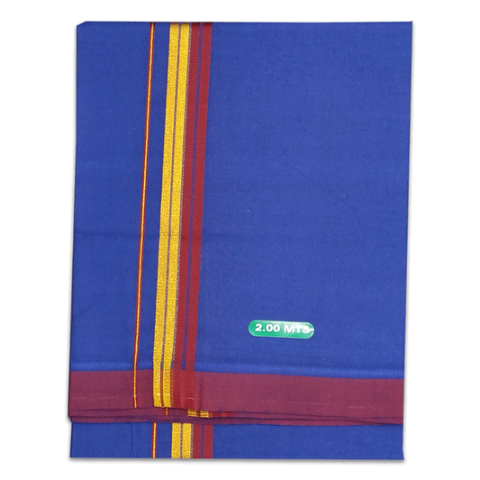 Blue Color Fancy Border Cotton Lungi/Dhoti